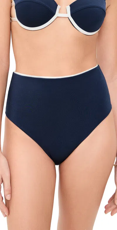 Ancora High Waisted Nocta Bikini Bottoms Navy In Blue