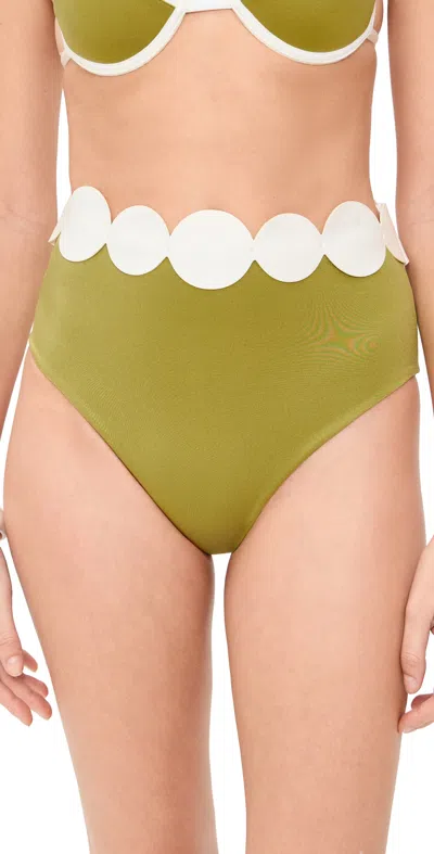 Ancora Solara High Waisted Bikini Bottoms Dark Yellow In Green