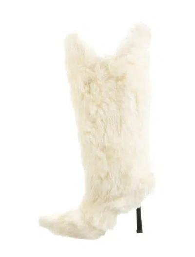 Pre-owned Ancuta Sarca Faux Fur Boots In Neutrals/yellow
