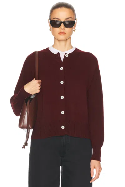 And-daughter Ada Crewneck Cardigan In Burgundy