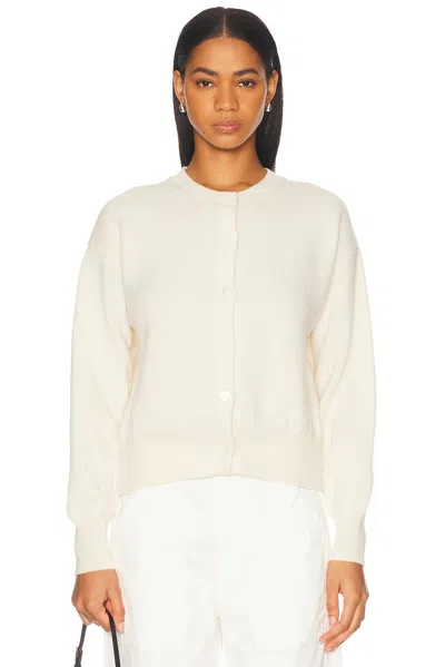 And-daughter Ada Crewneck Cardigan In White Undyed