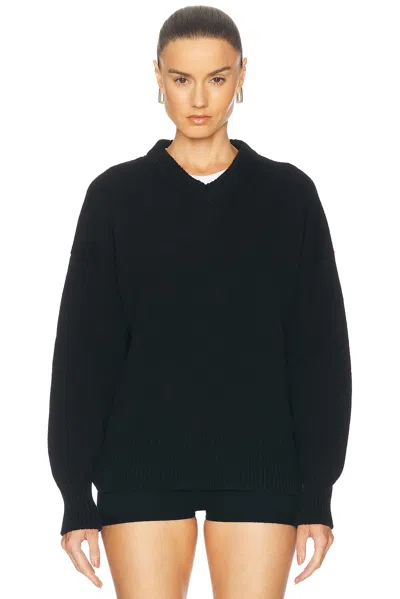 And-daughter Balla Slouch V-neck Sweater In Black