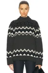 And-daughter Bansha Fairisle Crewneck Sweater In Charcoal  Black & Ecru