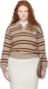 And-daughter Beige Edie Stripe Polo In Neutral