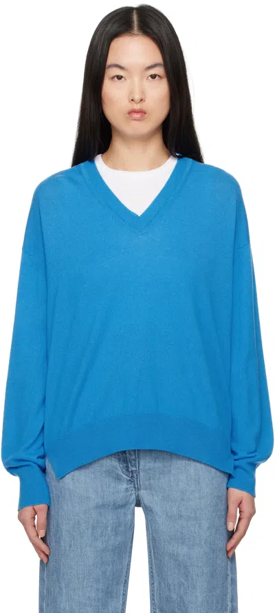 And-daughter Blue Tahra Cashmere V-neck Sweater In Azores Blue