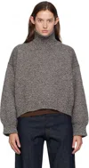 And-daughter Brown Caragh Chunky Crop Turtleneck In Gray