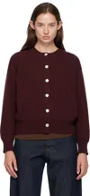And-daughter Burgundy Ada Crewneck Cardigan In Burgundy