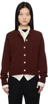 And-daughter Burgundy Ada Crewneck Cardigan In Port