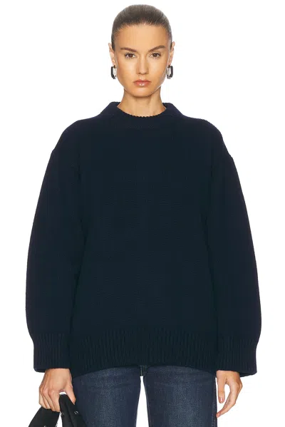 And-daughter Caragh Chunky Slouch Crewneck Sweater In Navy