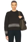 And-daughter Fairisle Bottom Cropped Crewneck Sweater In Dark Brown & Ecru