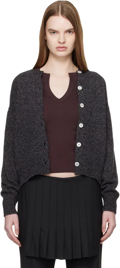And-daughter Gray Ada Crewneck Cardigan In Black