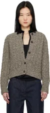 And-daughter Gray Donegal Cable Crewneck Cardigan In Ramor