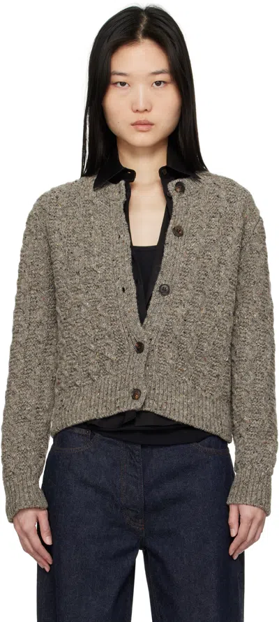 And-daughter Gray Donegal Cable Crewneck Cardigan In Ramor