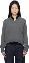And-daughter Gray Glenn V-neck Sweater In Derby Grey