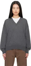 And-daughter Gray Tahra Cashmere V-neck Sweater In Derby Grey