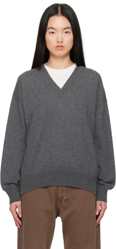 And-daughter Gray Tahra Cashmere V-neck Sweater In Derby Grey
