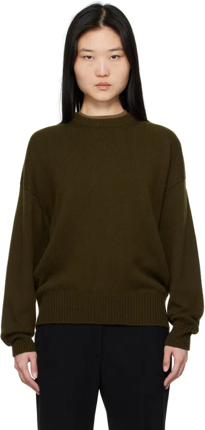 And-daughter Green Balla Slouch Crewneck Sweater In Military Green