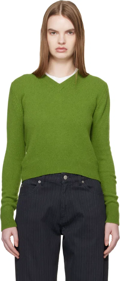 And-daughter Green Sligo Shrunken V-neck Sweater