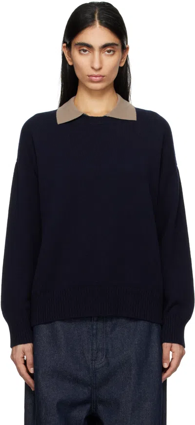 And-daughter Navy Innes Slouch Crewneck Sweater