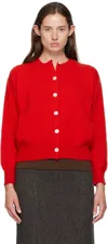 And-daughter Red Ada Crewneck Cardigan In Red