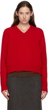 And-daughter Red Glenn V-neck Sweater In Red
