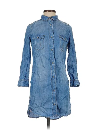 Pre-owned &denim By H&m 3/4 Sleeve Button Down Shirt In Blue
