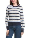 &isla Alaina Pointelle Stripe Top In Blue