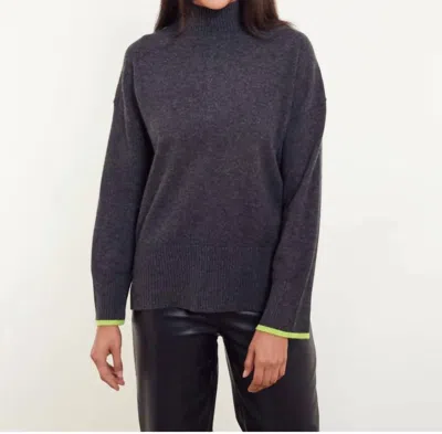 &isla Alex Mock Neck Sweater In Charcoal/citrus In Black