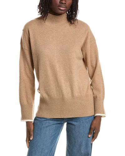&isla Alex Split Hem Mock Neck Cashmere Sweater In Brown