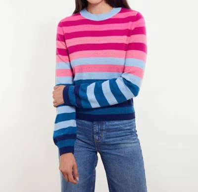 &isla Ariana Stripe Crew Top In Midnight Multi
