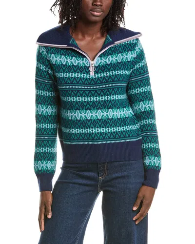 &isla Asher Fairisle 1/4-zip Cashmere Sweater In Blue