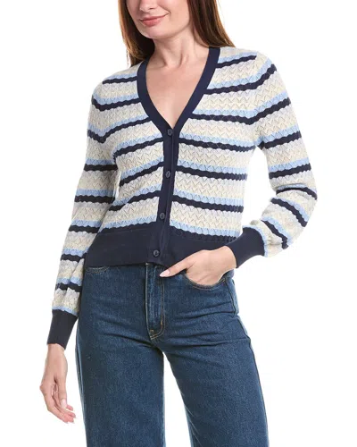 &isla Ayla Pointelle Stripe Cardigan In Blue
