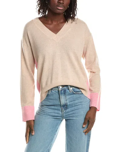 &isla Beth Colorblock V-neck Cashmere Sweater In Neutral