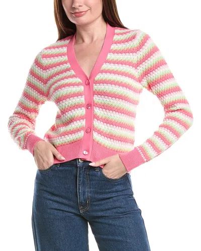 &isla Betty Scallop Stripe Cardigan In Pink