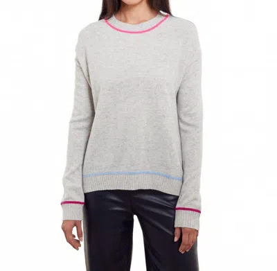 &isla Bonnie Curved Hem Crew Sweater In Silver Multi In Gray