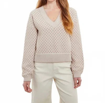 &isla Brynn Stitch V-neck Sweater In Latte/oatmeal In Multi