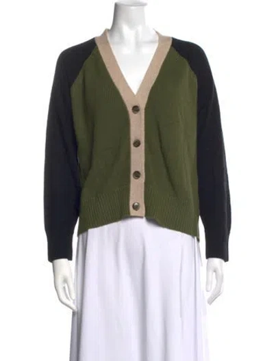 Pre-owned &isla Cashmere Colorblock Pattern Sweater In Green