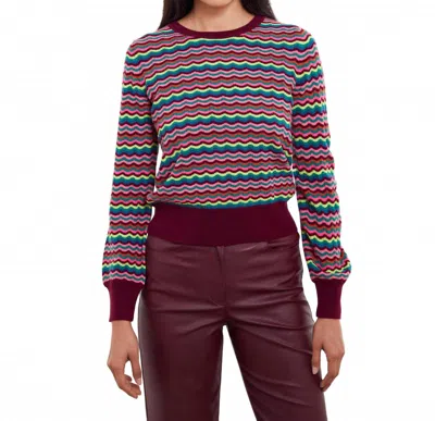 &isla Cassie Wave Stitch Crew Top In Barolo Multi