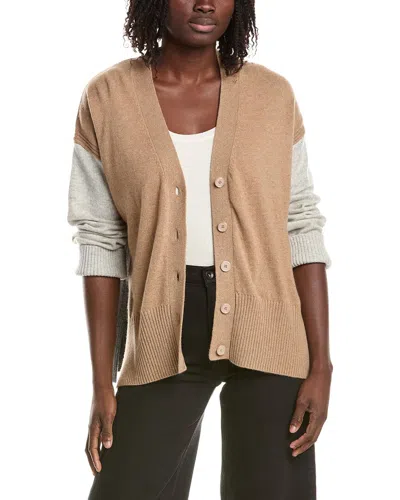 &isla Charlie Longline Colorblock Cashmere Cardigan In Brown