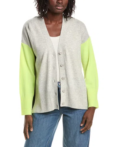 &isla Charlie Longline Colorblock Cashmere Cardigan In Gray