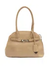 &isla Croc-embossed Braided Shoulder Bag In Neutral