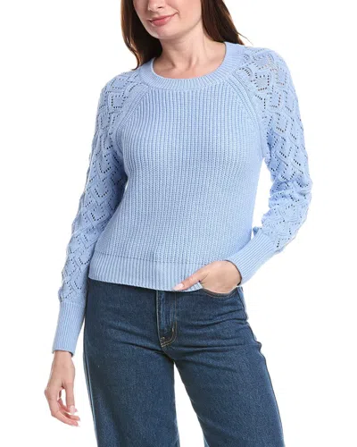&isla Daniela Pointelle Sleeve Top In Blue