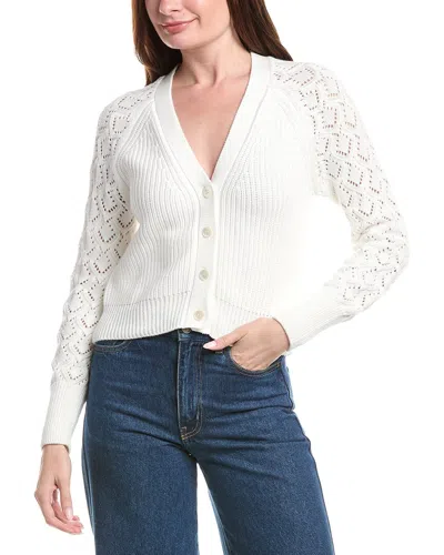 &isla Demi Pointelle Sleeve Cardigan In White