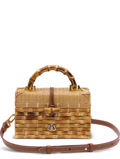 &isla Eleonora Rattan Shoulder Bag In Brown