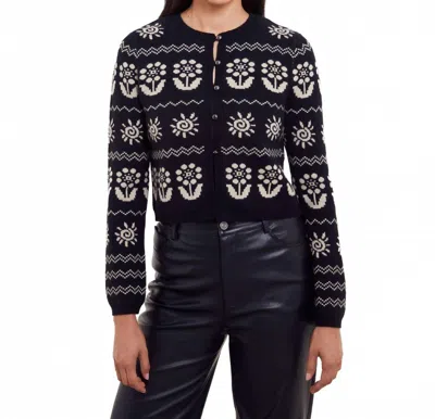 &isla Evelyn Floral Motif Cardi Top In Black