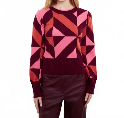 &isla Gabby Geo Crew Top In Barolo Multi In Burgundy