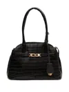 &isla Gaia Croc-embossed Braided Shoulder Bag In Black