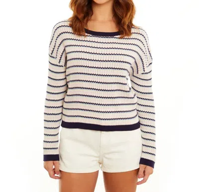 &isla Indi Stitch Stripe Crew Sweater In Sky Multi
