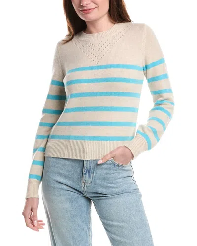 &isla Lacey Stripe Pointelle Cashmere Top In Neutral