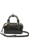 &isla Maia Bowling Croc-embossed Braided Handle Mini Bag In Black